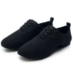 Women's Black Canvas Jazz Dance Shoes with Lace-Up Design – Comfortable and Lightweight Footwear for Jazz, Ballroom, Latin, and Social Dance