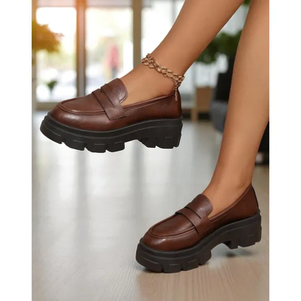 Women's Black Chunky Loafers with Platform Sole - Trendy Slip-On Casual Shoes for Everyday Wear, Office, and Weekend Outings