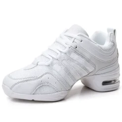 Women's Black Dance Sneakers with Gold Accents – Lightweight Breathable Lace-Up Athletic Shoes for Hip-Hop and Jazz