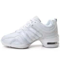 Women's Black Dance Sneakers with Gold Accents – Lightweight Breathable Lace-Up Athletic Shoes for Hip-Hop and Jazz