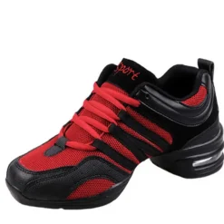 Women's Black Dance Sneakers with Gold Accents – Lightweight Breathable Lace-Up Athletic Shoes for Hip-Hop and Jazz