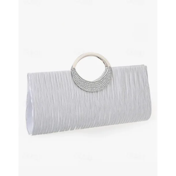 Women's Black Evening Clutch with Rhinestone Handle - Elegant Handbag for Weddings and Formal Events