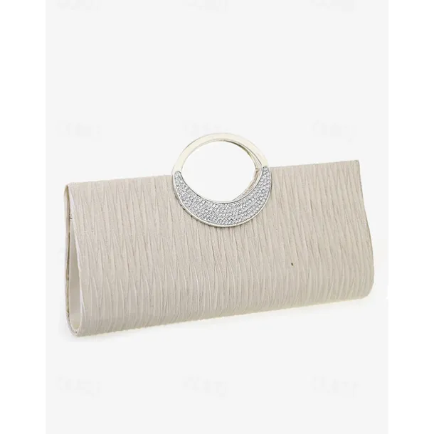 Women's Black Evening Clutch with Rhinestone Handle - Elegant Handbag for Weddings and Formal Events