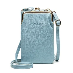 Women's Black Faux Leather Crossbody Bag with Gold Frame Clasp - Compact and Stylish Women's Phone Purse for Everyday Use