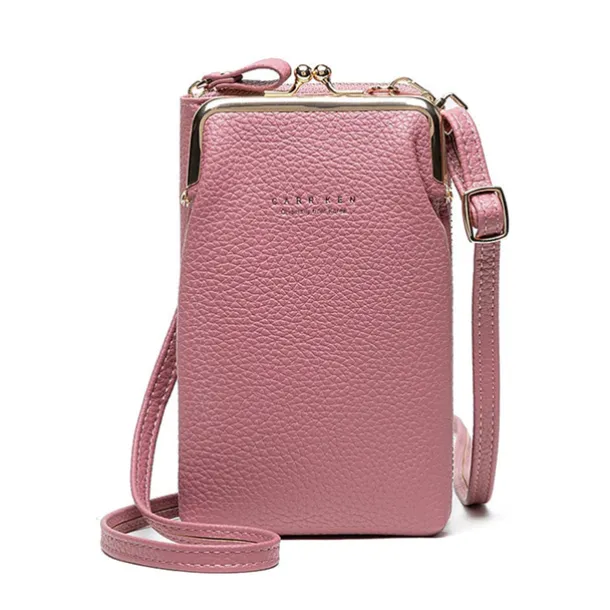 Women's Black Faux Leather Crossbody Bag with Gold Frame Clasp - Compact and Stylish Women's Phone Purse for Everyday Use