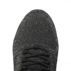 Women's Black Glitter Knit Jazz Dance Shoes with Lace-Up Design and Suede Sole - Lightweight Breathable Performance Shoes for Ballroom and Latin Dancing