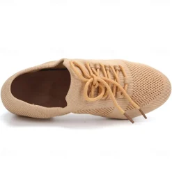 Women's Black Glitter Knit Jazz Dance Shoes with Lace-Up Design and Suede Sole - Lightweight Breathable Performance Shoes for Ballroom and Latin Dancing