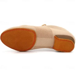 Women's Black Glitter Knit Jazz Dance Shoes with Lace-Up Design and Suede Sole - Lightweight Breathable Performance Shoes for Ballroom and Latin Dancing