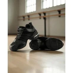 Women's Black Jazz Dance Sneakers - Lightweight Breathable Lace-Up Professional Hip-Hop Practice Shoes