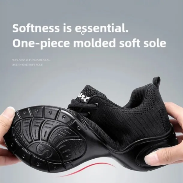 Women's Black Knit Dance Shoes – Lightweight, Air-Cushioned Sole, Breathable Design, Perfect for Latin, Jazz, and Fitness Dance