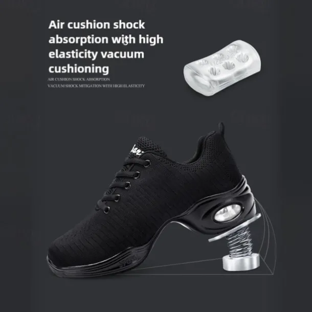 Women's Black Knit Dance Shoes – Lightweight, Air-Cushioned Sole, Breathable Design, Perfect for Latin, Jazz, and Fitness Dance