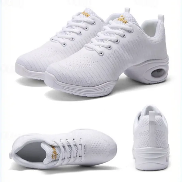 Women's Black Knit Dance Shoes – Lightweight, Air-Cushioned Sole, Breathable Design, Perfect for Latin, Jazz, and Fitness Dance