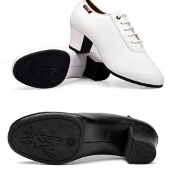 Women's Black Lace-Up Dance Shoes – PU Leather Latin Ballroom Practice Shoes with Low Heel, Comfortable & Durable for Professional Performance & Training