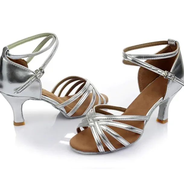 Women's Black Latin Dance Shoes with Strappy Design and Kitten Heels - Comfortable Ballroom Sandals for Salsa and Tango