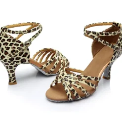 Women's Black Latin Dance Shoes with Strappy Design and Kitten Heels - Comfortable Ballroom Sandals for Salsa and Tango