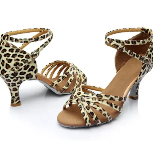 Women's Black Latin Dance Shoes with Strappy Design and Kitten Heels - Comfortable Ballroom Sandals for Salsa and Tango