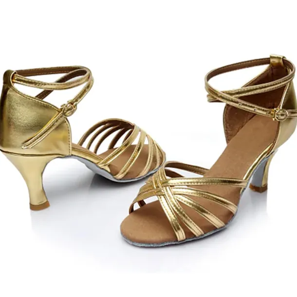 Women's Black Latin Dance Shoes with Strappy Design and Kitten Heels - Comfortable Ballroom Sandals for Salsa and Tango