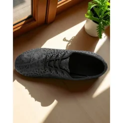 Women's Black Leopard Pattern Lace-Up Dance Shoes - Low Heel Professional Practice Jazz Shoes for Female Dancers and Studio Training