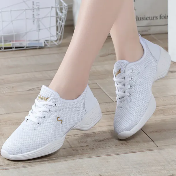 Women's Black Mesh Dance Sneakers with Lace-Up Design | Breathable Lightweight Jazz Shoes for Fitness, Dance Classes, and Zumba