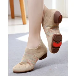 Women's Black Mesh Dance Shoes with Kitten Heel and Colorful Stripes - Elegant Adult Dance Shoes for Ballroom and Latin Dance