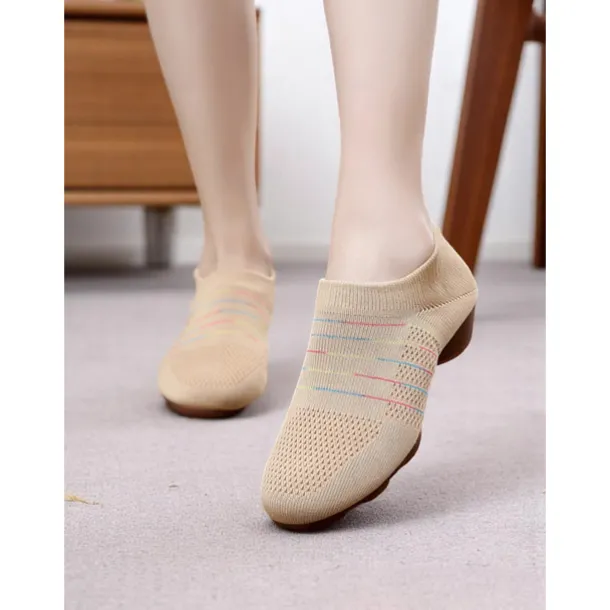 Women's Black Mesh Dance Shoes with Kitten Heel and Colorful Stripes - Elegant Adult Dance Shoes for Ballroom and Latin Dance