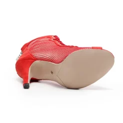 Women's Black Mesh Lace-Up Dance Shoes with Open-Toe Design - Stylish High Heel Performance Shoes for Salsa, Tango, and Latin Dance