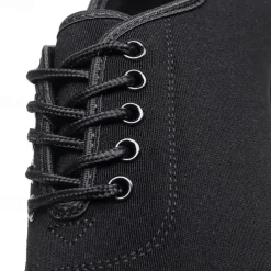 Women's Black Oxford Ballroom Dance Shoes – Canvas Lace-Up Latin Practice Shoes with Suede Sole for Professional Performance & Training