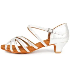 Women's Black Strappy Latin Dance Shoes - Satin Open-Toe Sandals with Low Heel and Suede Sole for Ballroom, Salsa, and Tango