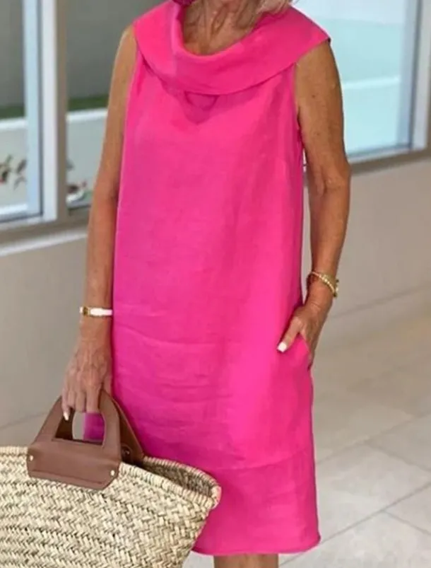 Women's Black Yellow Royal Blue Summer Spring Knee Length Dress Linen-Inspired Dresses Black Dress Casual Dress Basic Modern Daily Weekend Loose Fit Plain Crew Neck