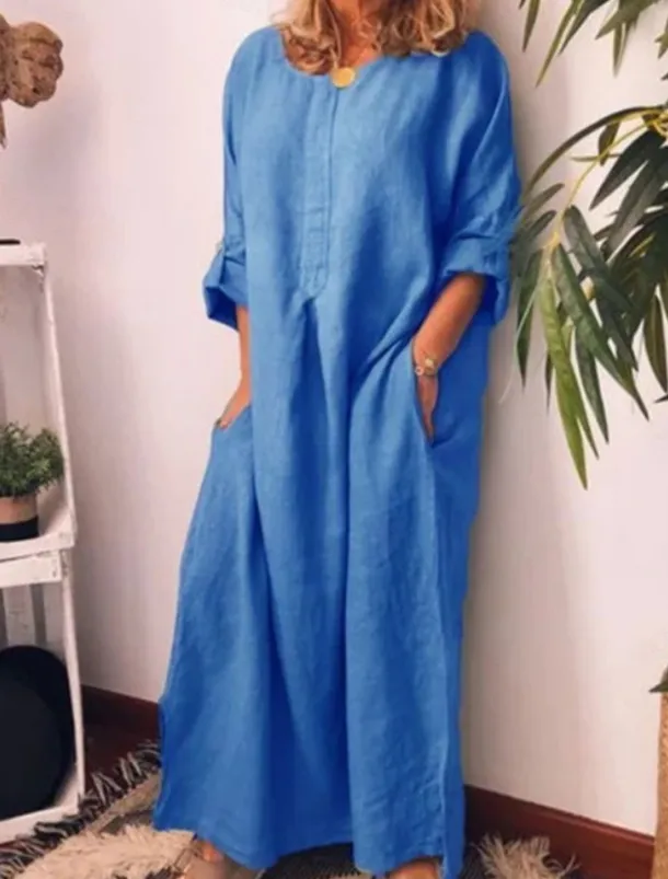 Women's Black Yellow Wine Summer Spring Fall Maxi Dress Casual Dress Sundress Cotton Summer Dress Vacation Fashion Modern Outdoor Vacation Daily Regular Fit Plain Crew Neck