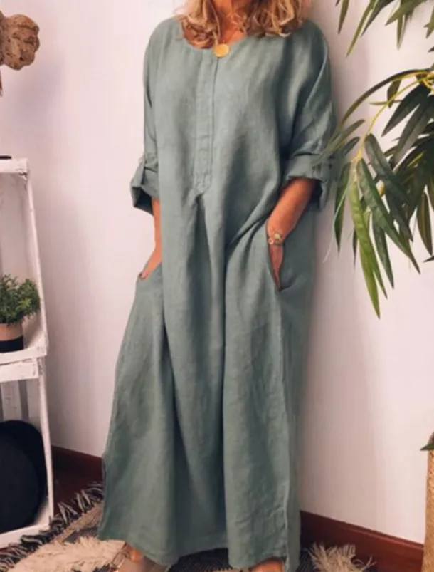 Women's Black Yellow Wine Summer Spring Fall Maxi Dress Casual Dress Sundress Cotton Summer Dress Vacation Fashion Modern Outdoor Vacation Daily Regular Fit Plain Crew Neck