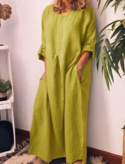 Women's Black Yellow Wine Summer Spring Fall Maxi Dress Casual Dress Sundress Cotton Summer Dress Vacation Fashion Modern Outdoor Vacation Daily Regular Fit Plain Crew Neck