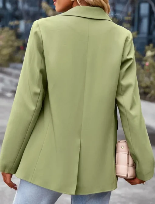 Women's Blazer Breathable Comfortable Pocket Casual Plain Office Street Casual Daily Wear Single Breasted Regular Turndown Regular Fit Long Sleeve Outerwear Black White Green Summer