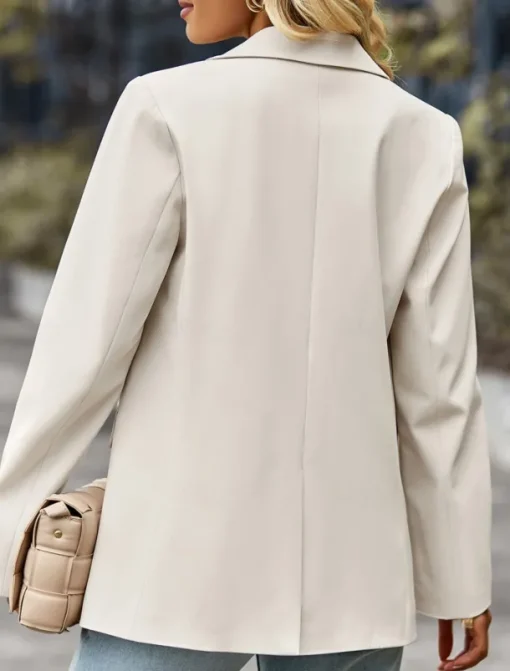 Women's Blazer Breathable Comfortable Pocket Casual Plain Office Street Casual Daily Wear Single Breasted Regular Turndown Regular Fit Long Sleeve Outerwear Black White Green Summer