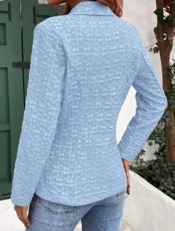 Women's Blazer Button Solid Color Comfortable Stylish Regular Fit Outerwear Long Sleeve Winter Black S