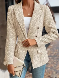 Women's Blazer Button Solid Color Comfortable Stylish Regular Fit Outerwear Long Sleeve Winter Black S