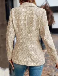 Women's Blazer Button Solid Color Comfortable Stylish Regular Fit Outerwear Long Sleeve Winter Black S