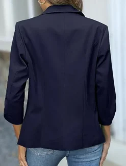 Women's Blazer Comfortable Breathable Pocket Casual Plain Office Street Casual Daily Wear Single Breasted Regular Turndown Regular Fit Long Sleeve Outerwear Black White Red Spring Fall