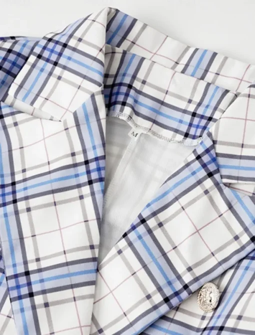 Women's Blazer Comfortable Breathable Buttons Print Casual Plaid Office Street Casual Daily Wear Single Breasted Regular Turndown Regular Fit Long Sleeve Outerwear Black Blue Gray Summer Winter