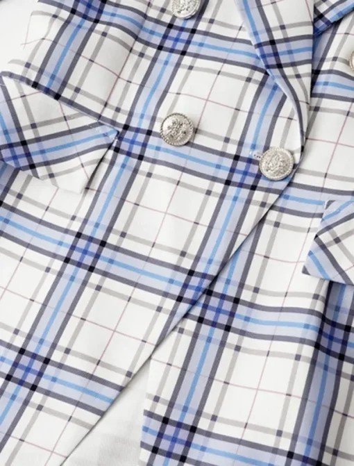 Women's Blazer Comfortable Breathable Buttons Print Casual Plaid Office Street Casual Daily Wear Single Breasted Regular Turndown Regular Fit Long Sleeve Outerwear Black Blue Gray Summer Winter