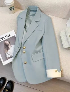 Women's Blazer Comfortable Breathable Pocket Casual Plain Office Street Casual Daily Wear Single Breasted Regular Turndown Regular Fit Long Sleeve Outerwear Black Blue Purple Summer Spring