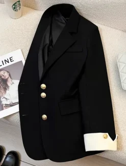 Women's Blazer Comfortable Breathable Pocket Casual Plain Office Street Casual Daily Wear Single Breasted Regular Turndown Regular Fit Long Sleeve Outerwear Black Blue Purple Summer Spring