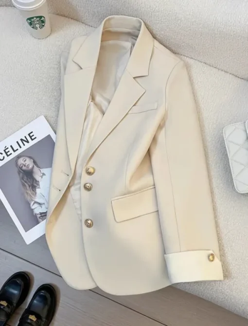 Women's Blazer Comfortable Breathable Pocket Casual Plain Office Street Casual Daily Wear Single Breasted Regular Turndown Regular Fit Long Sleeve Outerwear Black Blue Purple Summer Spring