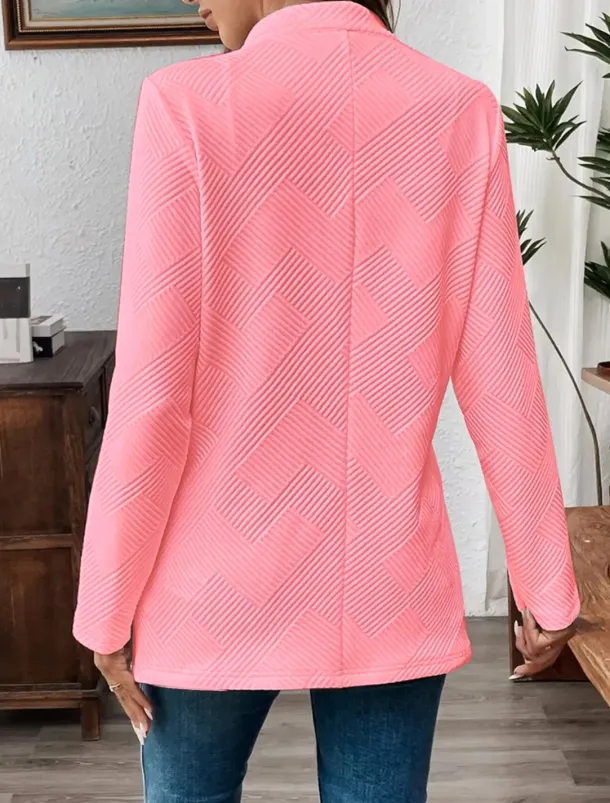 Women's Blazer Comfortable Breathable Buttons Casual Plain Office Street Casual Daily Wear Single Breasted Regular Stand Collar Regular Fit Long Sleeve Outerwear Black White Pink Summer Fall