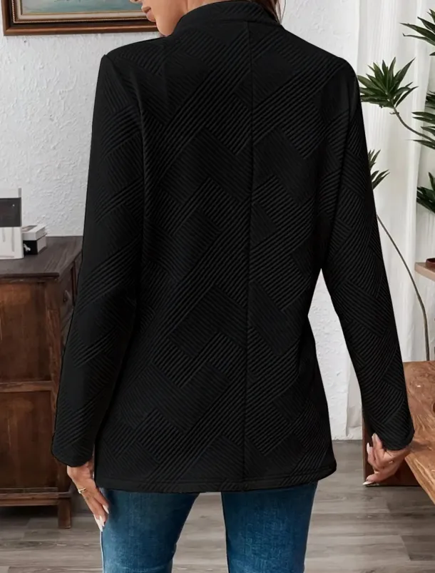 Women's Blazer Comfortable Breathable Buttons Casual Plain Office Street Casual Daily Wear Single Breasted Regular Stand Collar Regular Fit Long Sleeve Outerwear Black White Pink Summer Fall