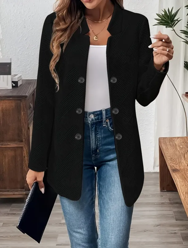 Women's Blazer Comfortable Breathable Buttons Casual Plain Office Street Casual Daily Wear Single Breasted Regular Stand Collar Regular Fit Long Sleeve Outerwear Black White Pink Summer Fall
