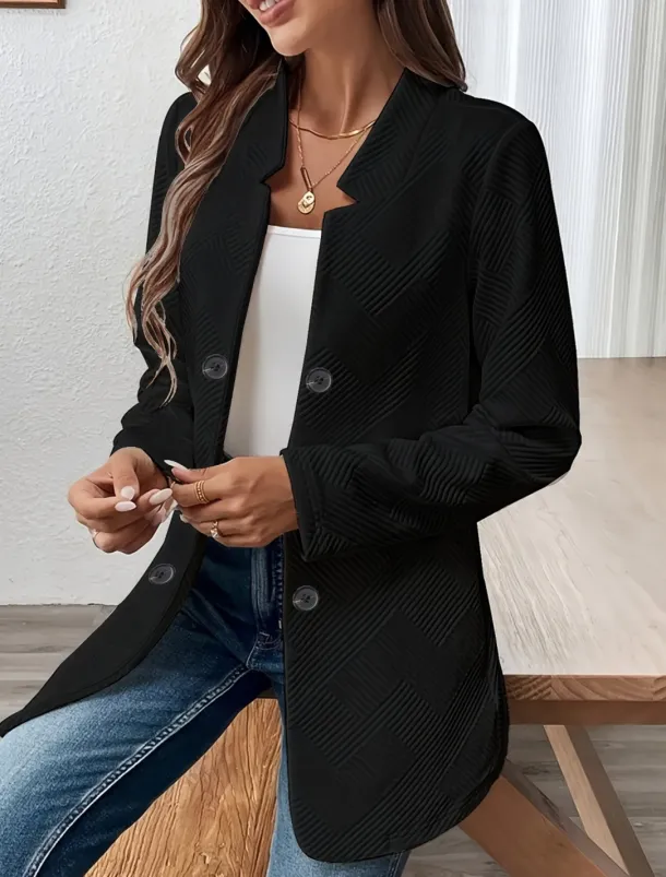 Women's Blazer Comfortable Breathable Buttons Casual Plain Office Street Casual Daily Wear Single Breasted Regular Stand Collar Regular Fit Long Sleeve Outerwear Black White Pink Summer Fall