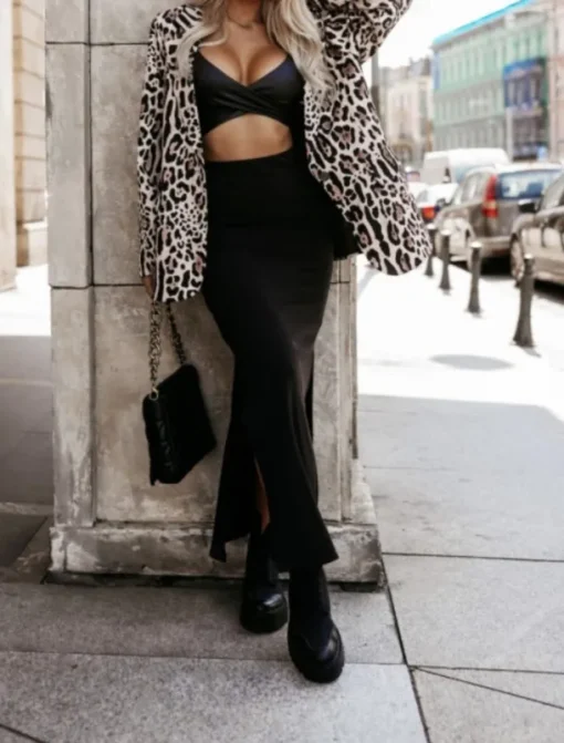 Women's Blazer Comfortable Breathable Lace up Pocket Casual Leopard Office Street Casual Daily Wear Single Breasted Regular Turndown Regular Fit Long Sleeve Outerwear Black White Yellow Spring Fall