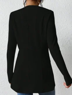 Women's Blazer Comfortable Breathable Buttons OL Style Casual Plain Office Street Casual Daily Wear Single Breasted Regular V Neck Regular Fit Long Sleeve Outerwear Black White Red Spring Fall