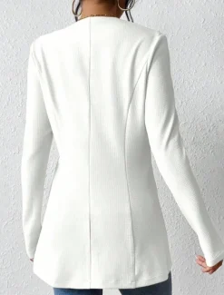 Women's Blazer Comfortable Breathable Buttons OL Style Casual Plain Office Street Casual Daily Wear Single Breasted Regular V Neck Regular Fit Long Sleeve Outerwear Black White Red Spring Fall